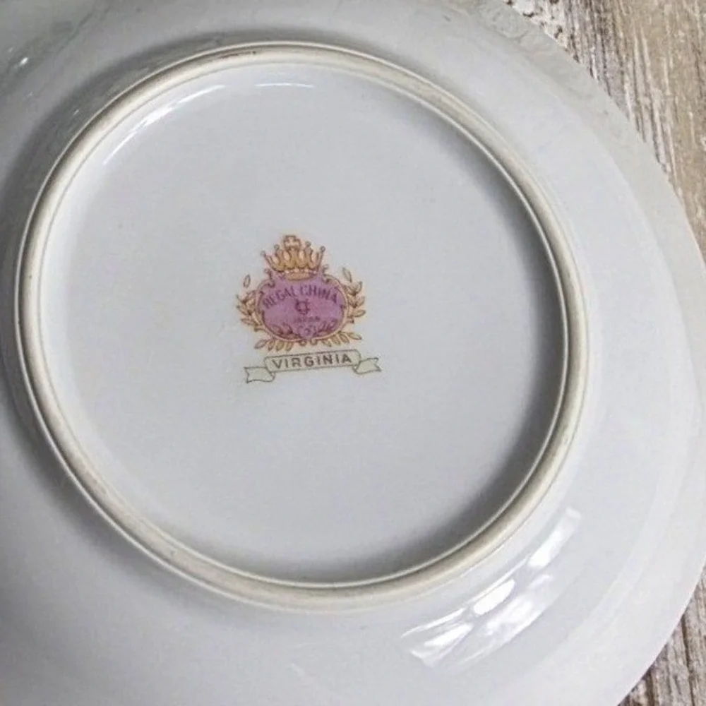 Regal China Virginia Tea Cup and Saucer Set White Floral Gold Trim 3 Piece Japan